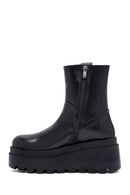 Kadın Siyah Fermuarlı Kalın Tabanlı Deri Bot | Derimod