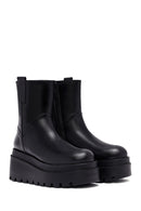 Kadın Siyah Fermuarlı Kalın Tabanlı Deri Bot | Derimod