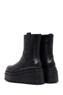Kadın Siyah Fermuarlı Kalın Tabanlı Deri Bot | Derimod