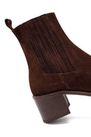 Kadın Kahverengi Kalın Topuklu Süet Deri Chelsea Bot | Derimod