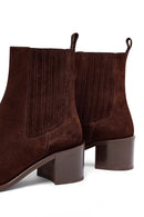 Kadın Kahverengi Kalın Topuklu Süet Deri Chelsea Bot | Derimod