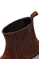 Kadın Kahverengi Kalın Topuklu Süet Deri Chelsea Bot | Derimod