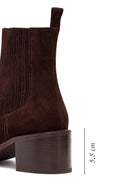 Kadın Kahverengi Kalın Topuklu Süet Deri Chelsea Bot | Derimod