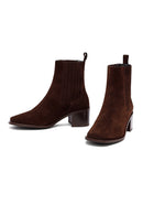 Kadın Kahverengi Kalın Topuklu Süet Deri Chelsea Bot | Derimod