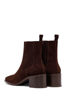 Kadın Kahverengi Kalın Topuklu Süet Deri Chelsea Bot | Derimod