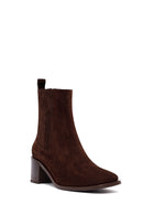 Kadın Kahverengi Kalın Topuklu Süet Deri Chelsea Bot | Derimod