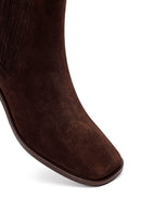 Kadın Kahverengi Kalın Topuklu Süet Deri Chelsea Bot | Derimod