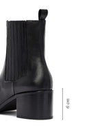 Kadın Siyah Kalın Topuklu Deri Chelsea Bot | Derimod