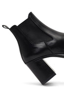 Women's Black Thick Heeled Leather Chelsea Boot | Derimod