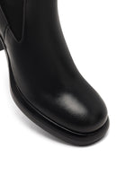Women's Black Thick Heeled Leather Chelsea Boot | Derimod
