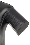 Women's Black Thick Heeled Leather Chelsea Boot | Derimod