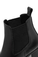 Women's Black Thick Heeled Leather Chelsea Boot | Derimod