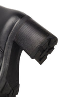 Women's Black Zippered Thick Heeled Leather Boot | Derimod