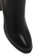 Kadın Siyah Fermuarlı Kalın Topuklu Deri Bot | Derimod