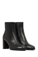 Kadın Siyah Fermuarlı Kalın Topuklu Deri Bot | Derimod