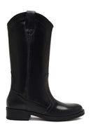 Women's Black Leather Cowboy Boot | Derimod
