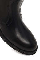 Women's Black Leather Cowboy Boot | Derimod