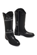 Women's Black Leather Cowboy Boot | Derimod