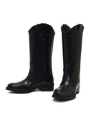 Women's Black Leather Cowboy Boot | Derimod