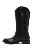 Women's Black Leather Cowboy Boot | Derimod
