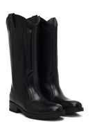 Women's Black Leather Cowboy Boot | Derimod