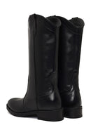 Women's Black Leather Cowboy Boot | Derimod