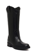 Women's Black Leather Cowboy Boot | Derimod