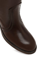 Women's Brown Leather Cowboy Boot | Derimod