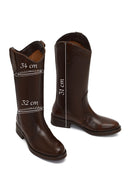 Women's Brown Leather Cowboy Boot | Derimod