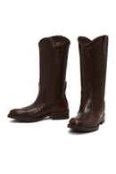 Women's Brown Leather Cowboy Boot | Derimod