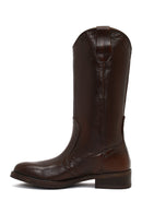 Women's Brown Leather Cowboy Boot | Derimod