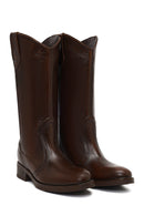 Women's Brown Leather Cowboy Boot | Derimod