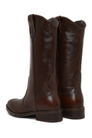 Women's Brown Leather Cowboy Boot | Derimod