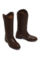 Women's Brown Leather Cowboy Boot | Derimod