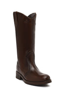 Women's Brown Leather Cowboy Boot | Derimod