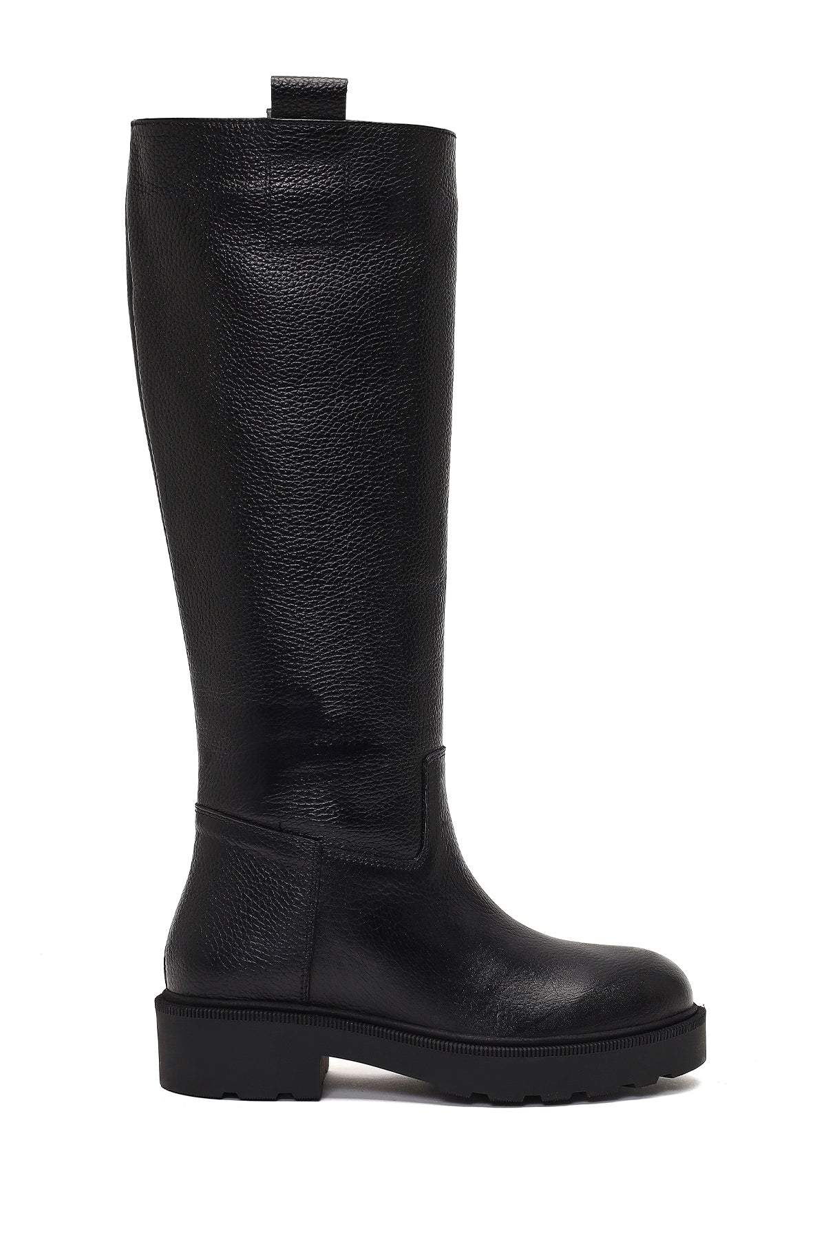 Kadın Siyah Kalın Tabanlı Deri Çizme
