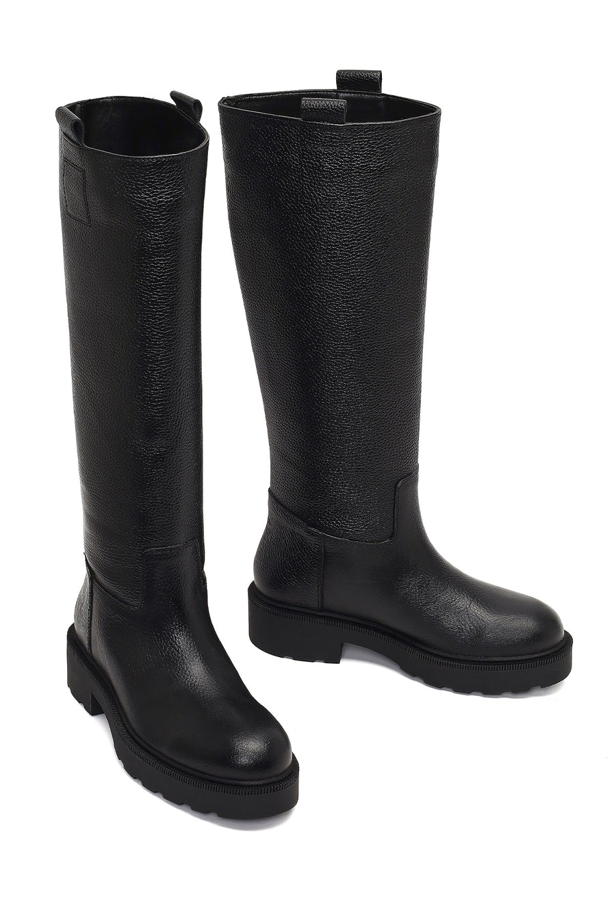 Women's Black Thick-Soled Leather Boot