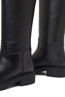 Kadın Siyah Kalın Tabanlı Deri Çizme | Derimod