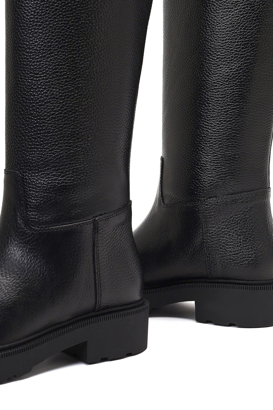 Women's Black Thick-Soled Leather Boot