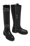 Kadın Siyah Kalın Tabanlı Deri Çizme | Derimod