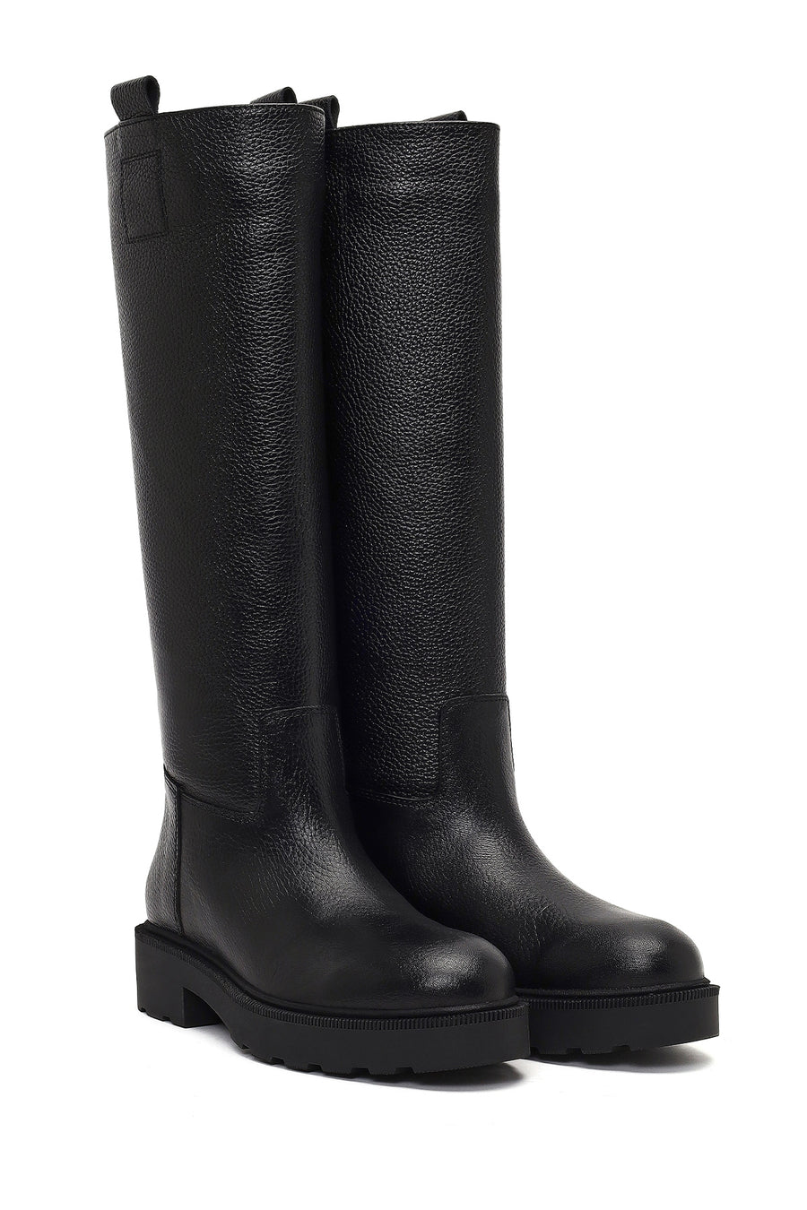 Women's Black Thick-Soled Leather Boot