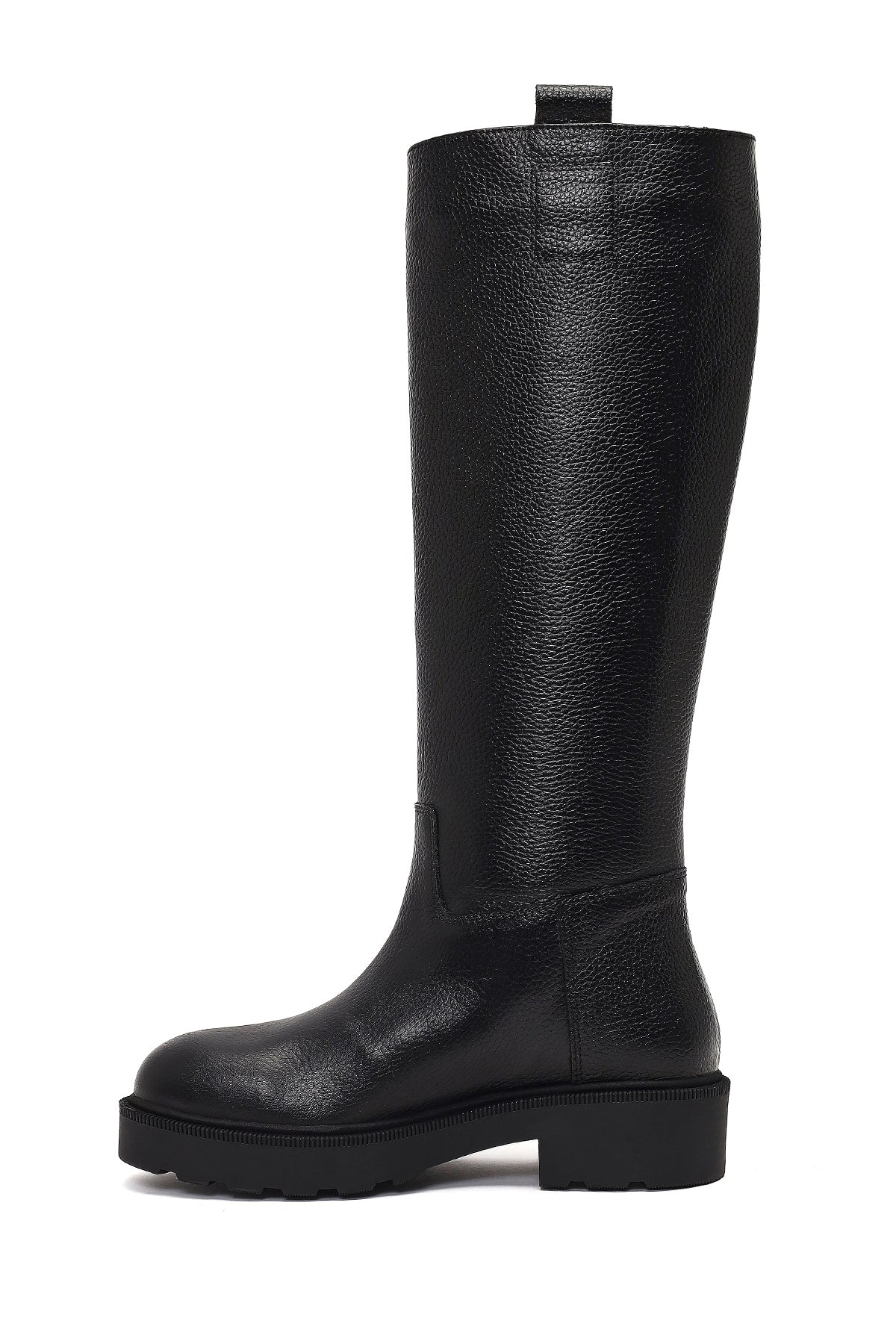 Kadın Siyah Kalın Tabanlı Deri Çizme