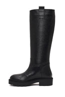 Kadın Siyah Kalın Tabanlı Deri Çizme | Derimod