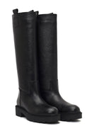 Kadın Siyah Kalın Tabanlı Deri Çizme | Derimod