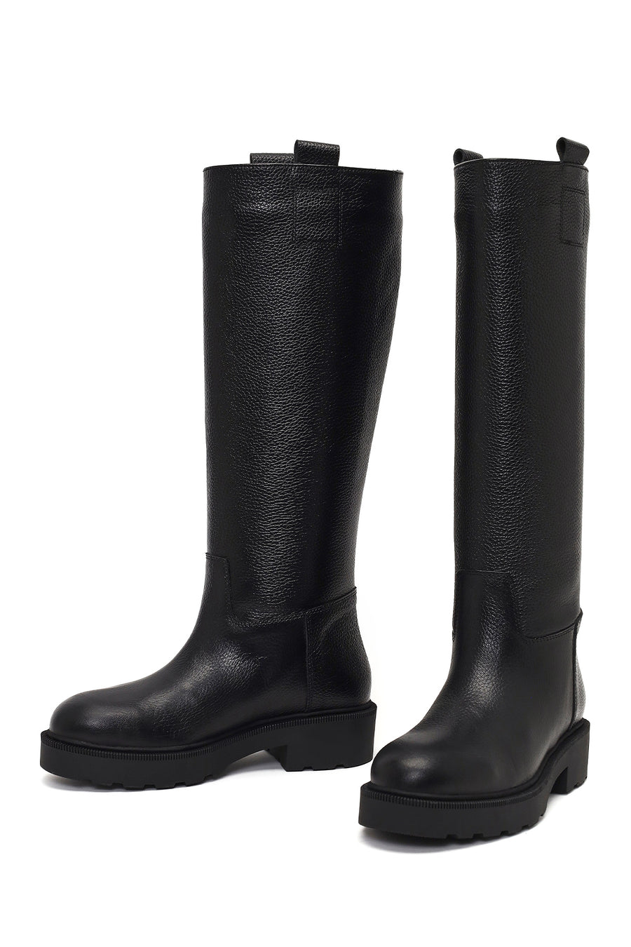 Women's Black Thick-Soled Leather Boot