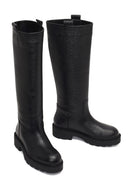 Kadın Siyah Kalın Tabanlı Deri Çizme | Derimod