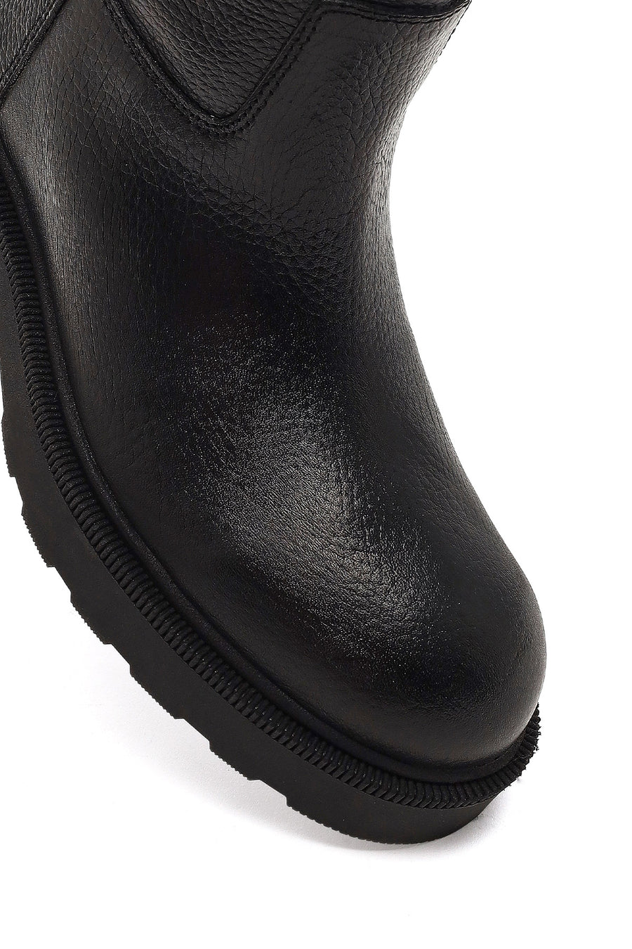 Women's Black Thick-Soled Leather Boot