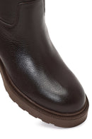 Kadın Kahverengi Kalın Tabanlı Deri Çizme | Derimod