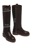 Kadın Kahverengi Kalın Tabanlı Deri Çizme | Derimod