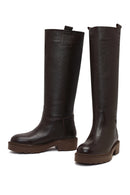 Kadın Kahverengi Kalın Tabanlı Deri Çizme | Derimod